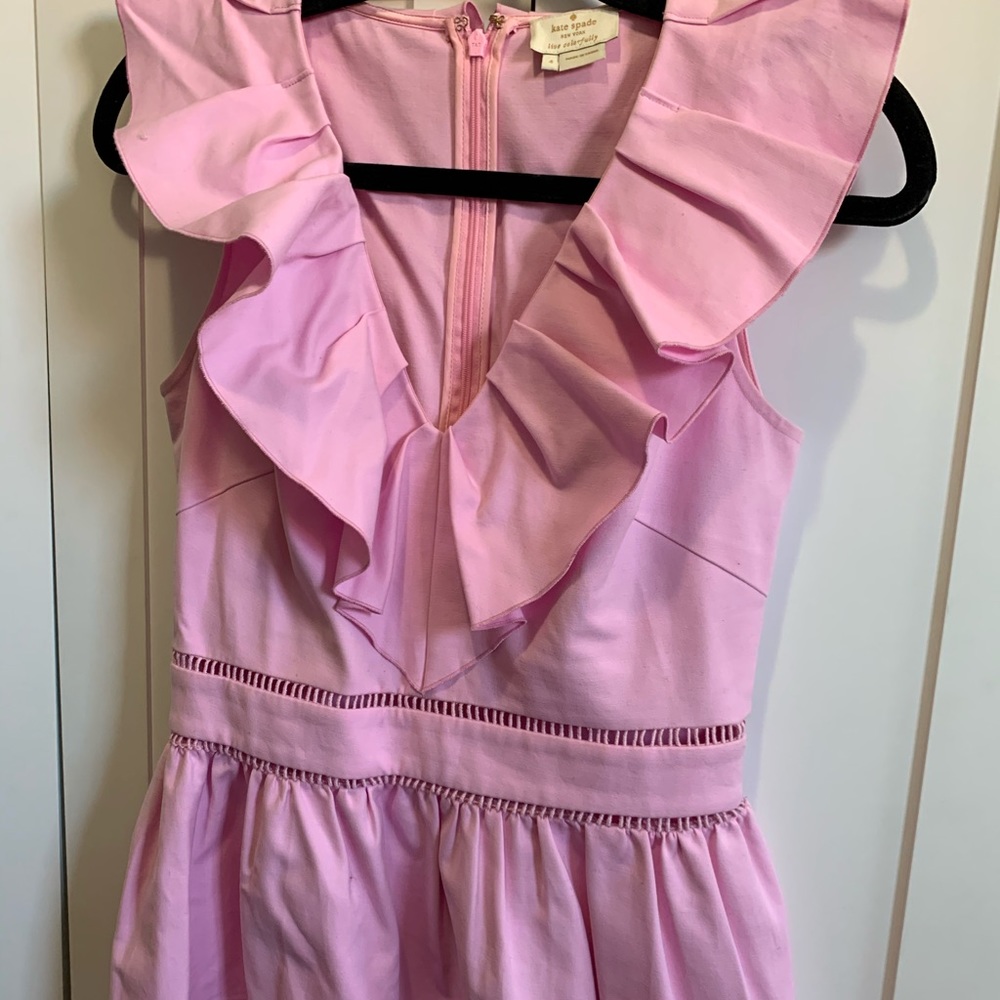 Kate Spade pink ruffle peplum top